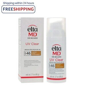Elta MD UV Facial Sunscreen SPF46 ( CLEAR - TINTED ) 1.7oz 48g New | USA SELLER